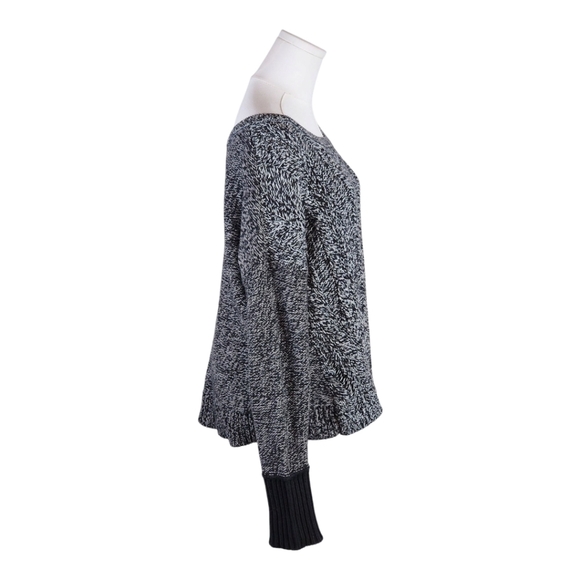 American Eagle XL Marled Knit Sweater Open Stitch Black White Slouchy Cozy - Picture 8 of 10